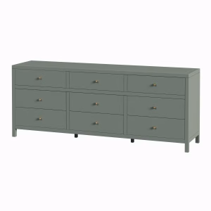 Dark Sage Green Wood 9 Drawer Dresser 84"