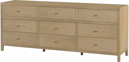 Light Oak Wood 9 Drawer Dresser 84"