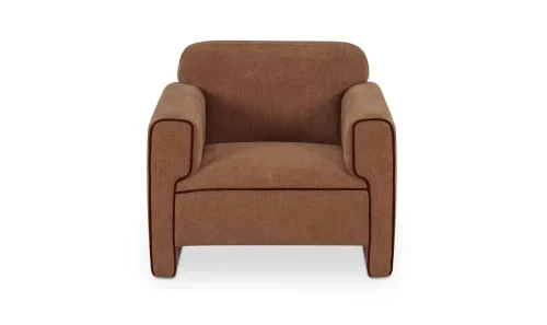 Light Brown Classic Roll Arm with Piping Arm Chair