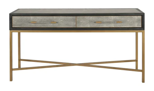 Art Deco Grey Dark Oak Frame Console Table Metal Legs