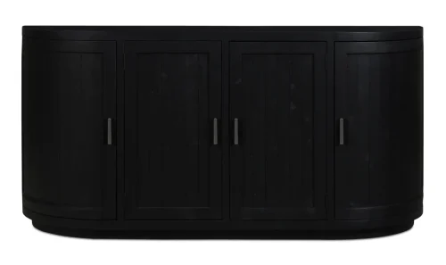 Reclaimed Black Finish Pine Curved Sides and Doors Sideboard