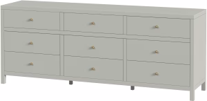 Light Sage Green Wood 9 Drawer Dresser 84"