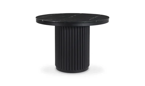 Round Black Marble and Pillar Base Dining Table