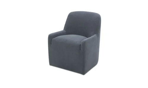Slate Blue Fabric Curved Back Dining Chair on Casters