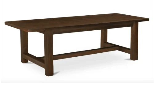 Rich Brown Butcher Block Rounded Corners Dining Table