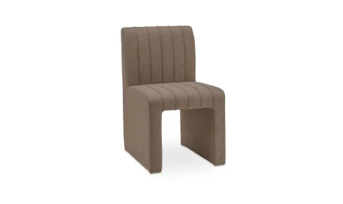 Light Brown Fabric Fully Upholstered Channel Tufted Dining Chair