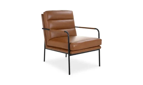 Chestnut Brown Top Grain Leather Streamline Armchair