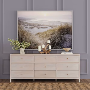 Taupe Wood 9 Drawer Dresser 84"