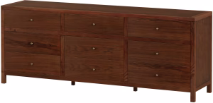 Walnut Brown Wood 9 Drawer Dresser 84"