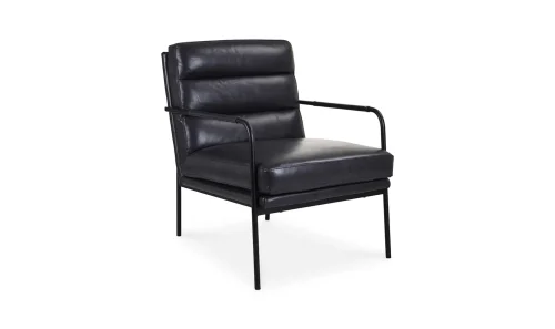 Raven Black Top Grain Leather Streamline Armchair