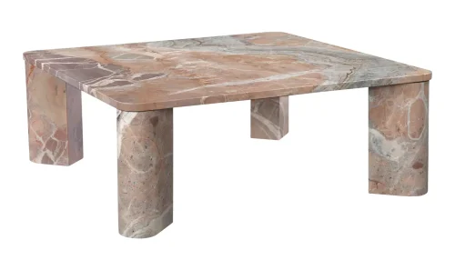 Orange Levante Marble Coffee Table Soft Curved Edges