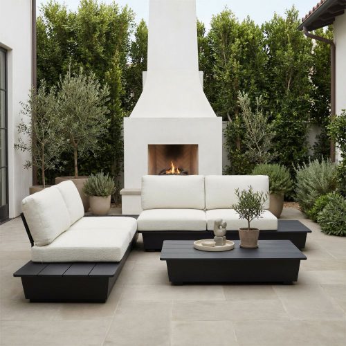 Black Rectangle Powder Coated Outdoor Coffee Table
