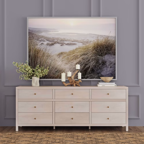 Taupe Wood 9 Drawer Dresser 84"