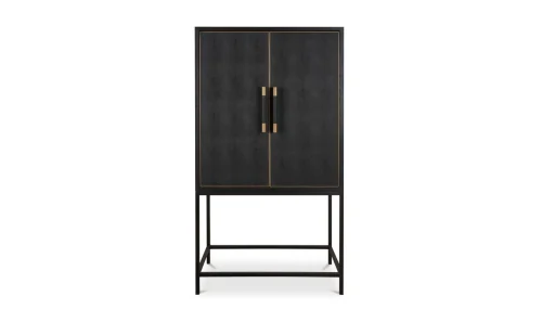 Art Deco Dark Oak Frame Bar Cabinet Metal Legs Art Deco Dark Oak
