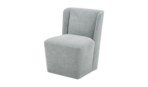 Slate Green Performance Fabric Armless Dining Chair on Casters