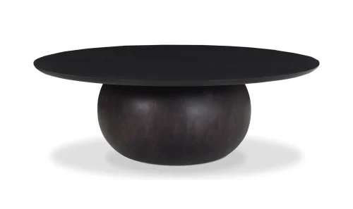 Black Circular Acacia Wood Coffee Table