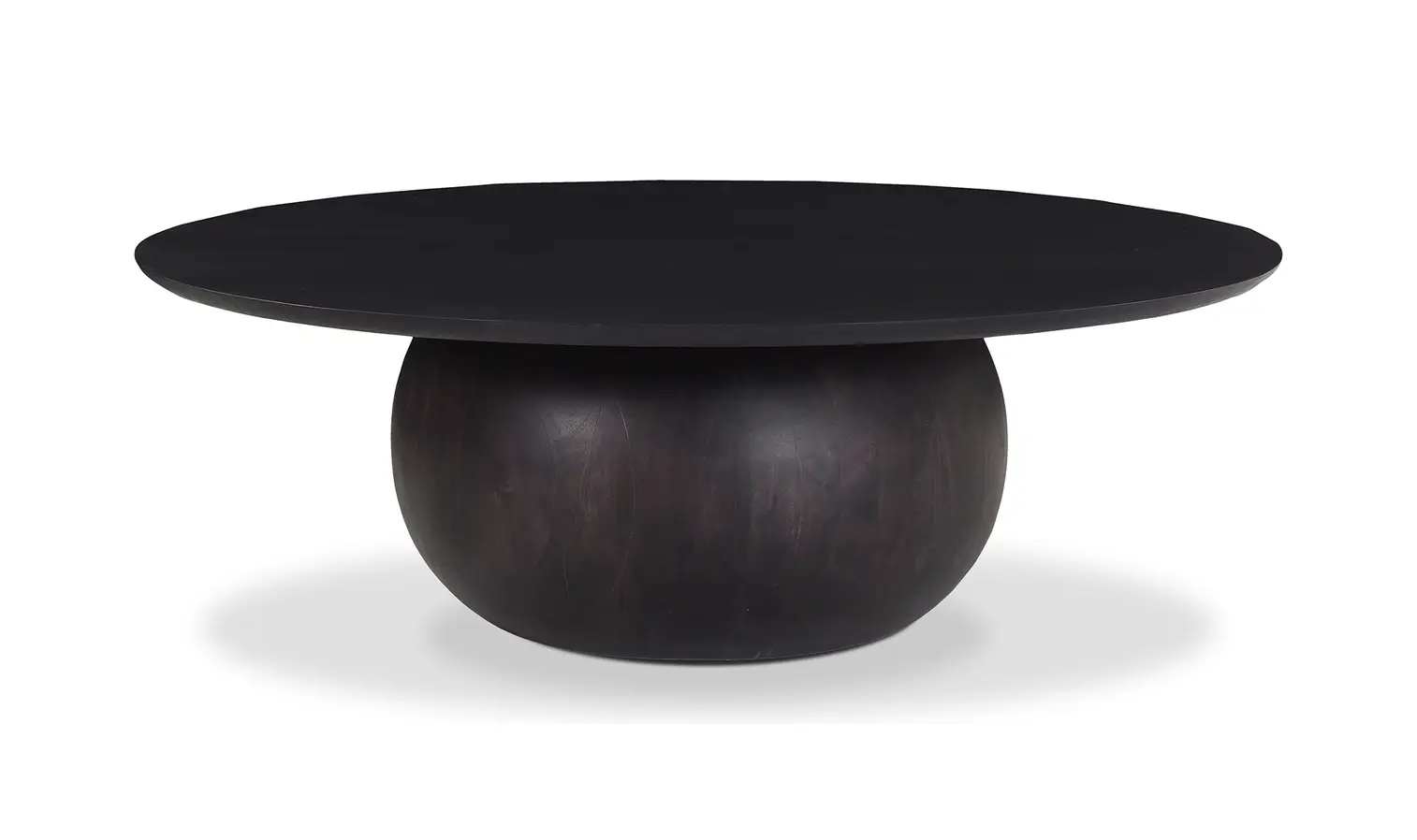 Black Circular Acacia Wood Coffee Table