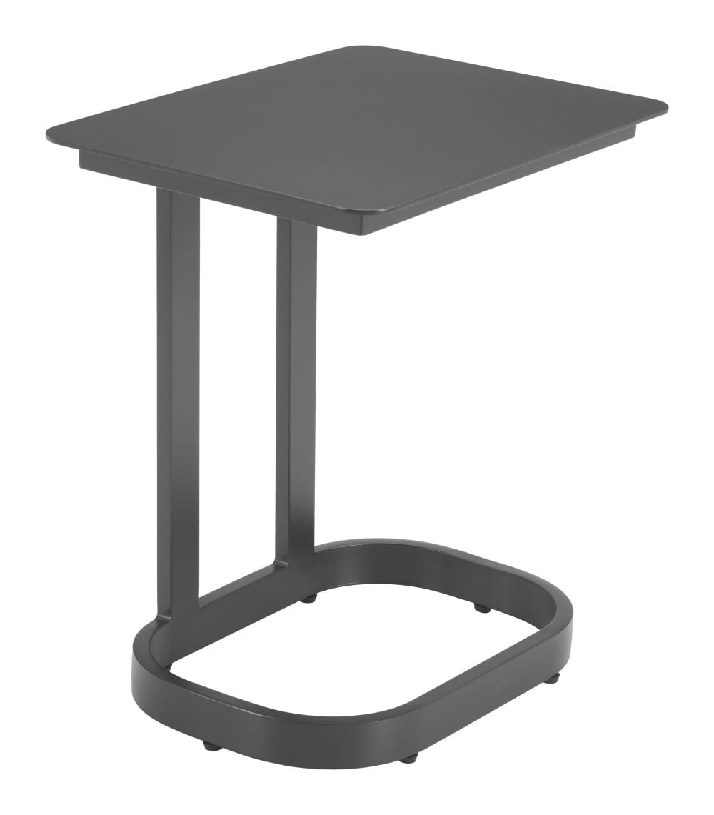 Black Faux Wood Powder Coated Aluminum Side Accent End Table