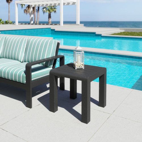 Black Aluminum Rectangle Outdoor Side Table