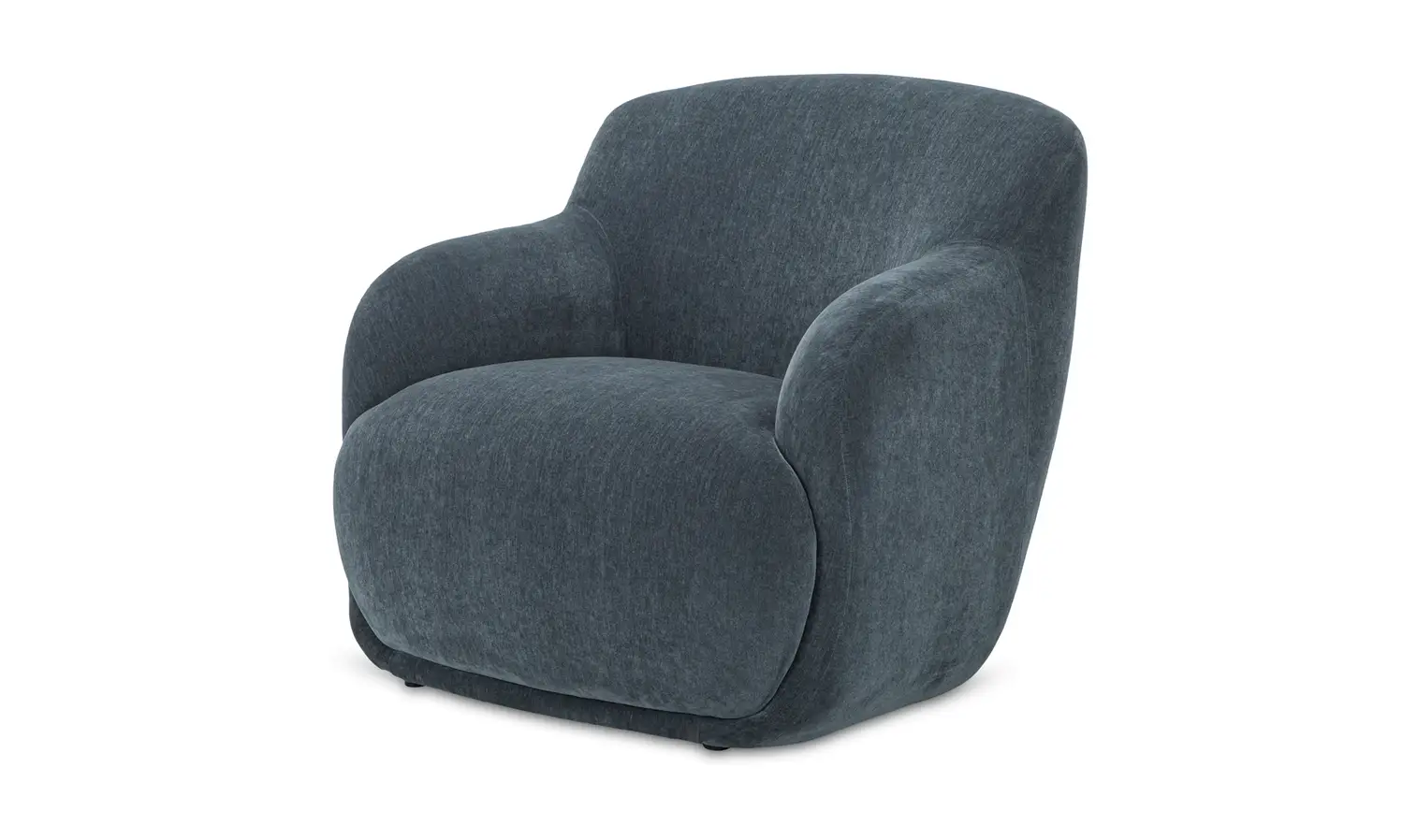 Curved Rounded Arms Slate Blue Fabric Occasional Accent Chair