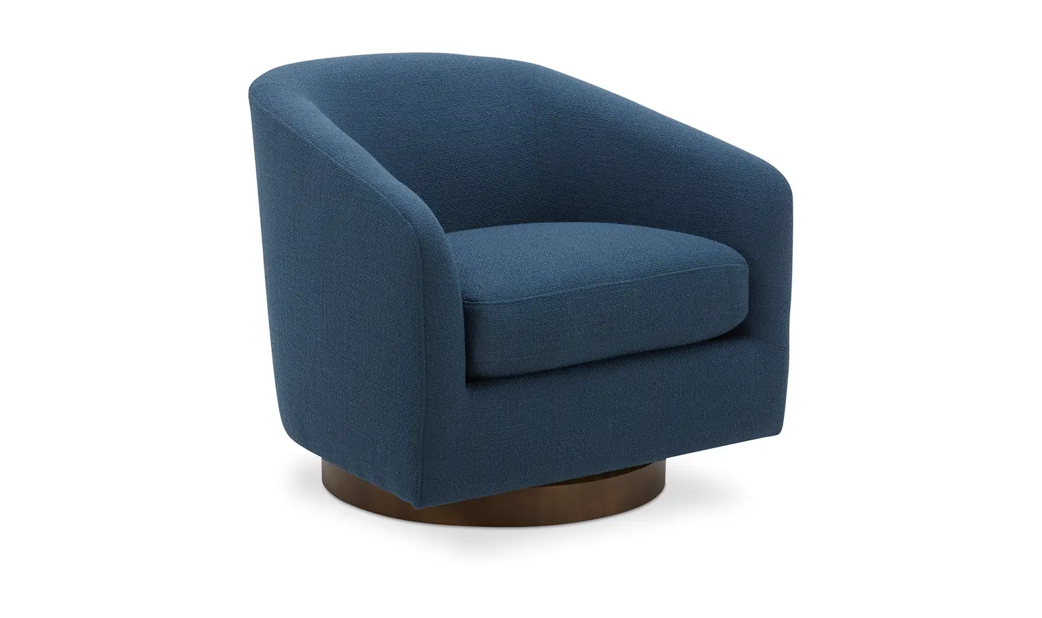 Deep Blue Fabric Wood Base Swivel Chair