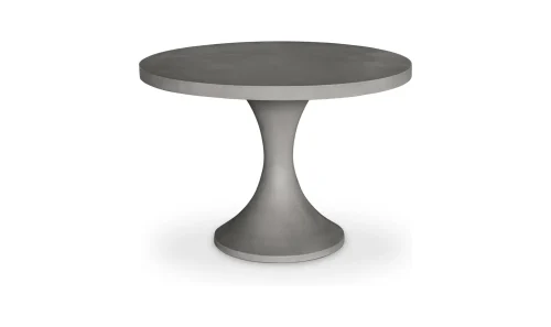 Grey Cement Round Pedestal Outdoor Dining Table