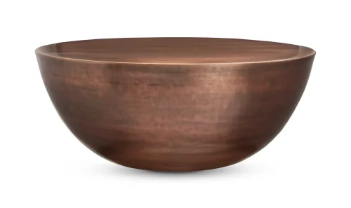 Copper Dented Round Drum Style Coffee Table