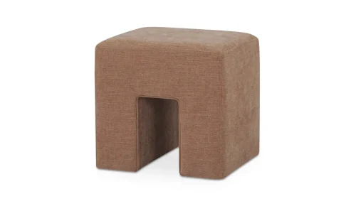 U-Shape Square Linen Blend Fabric in Dusty Pink Ottoman Footstool