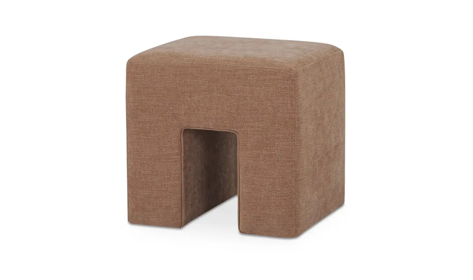 U-Shape Square Linen Blend Fabric in Dusty Pink Ottoman Footstool