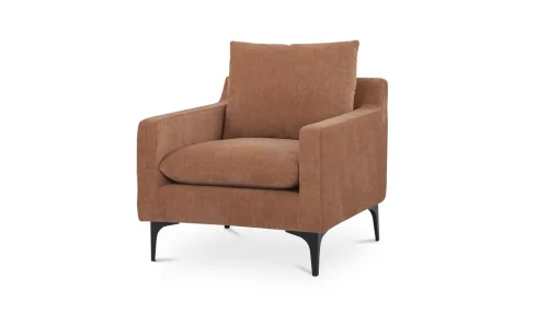 Dusty Pink Fabric Angled Back Steel Legs Occasional Accent Chair