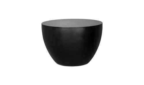 Black Round Drum Style Concrete Side Table Indoor Outdoor