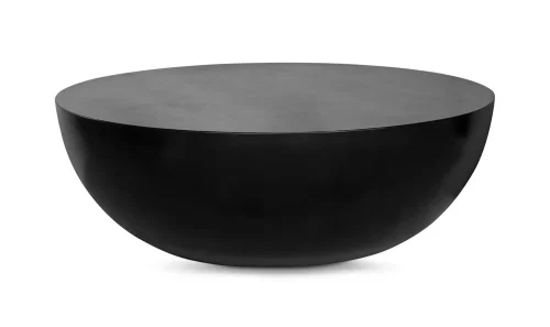 Black Round Drum Style Concrete Coffee Table Indoor Outdoor