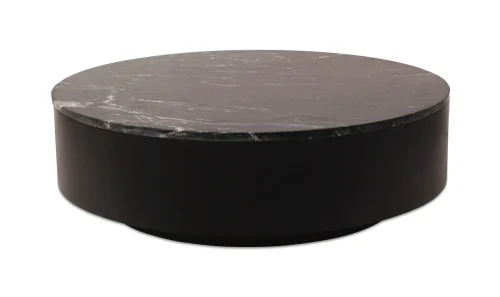 Gold Flecked Round Black Marble Top Coffee Table