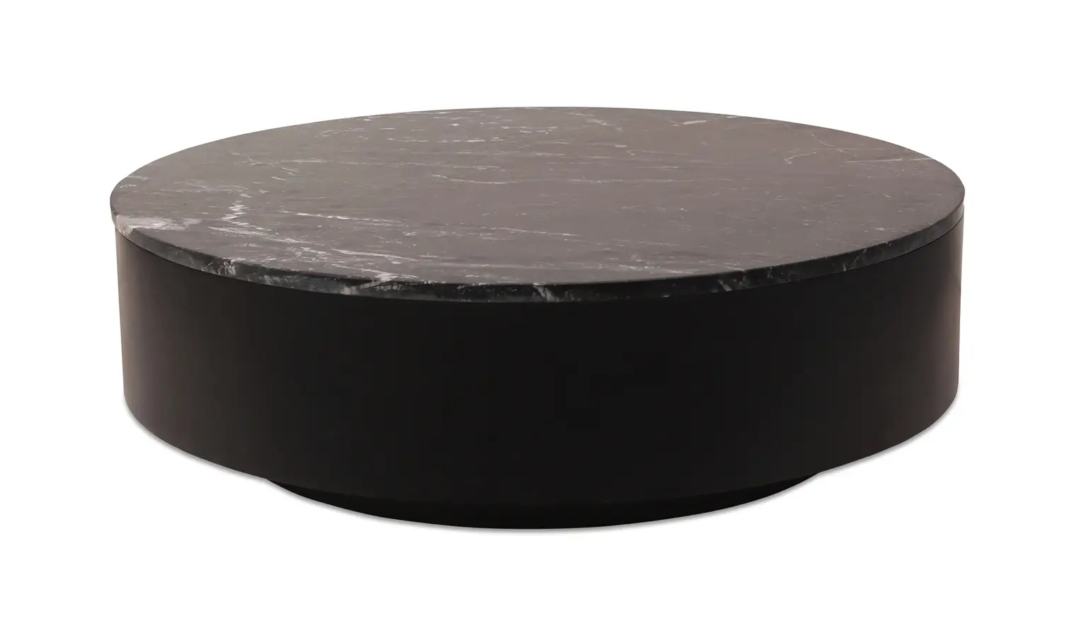 Gold Flecked Round Black Marble Top Coffee Table