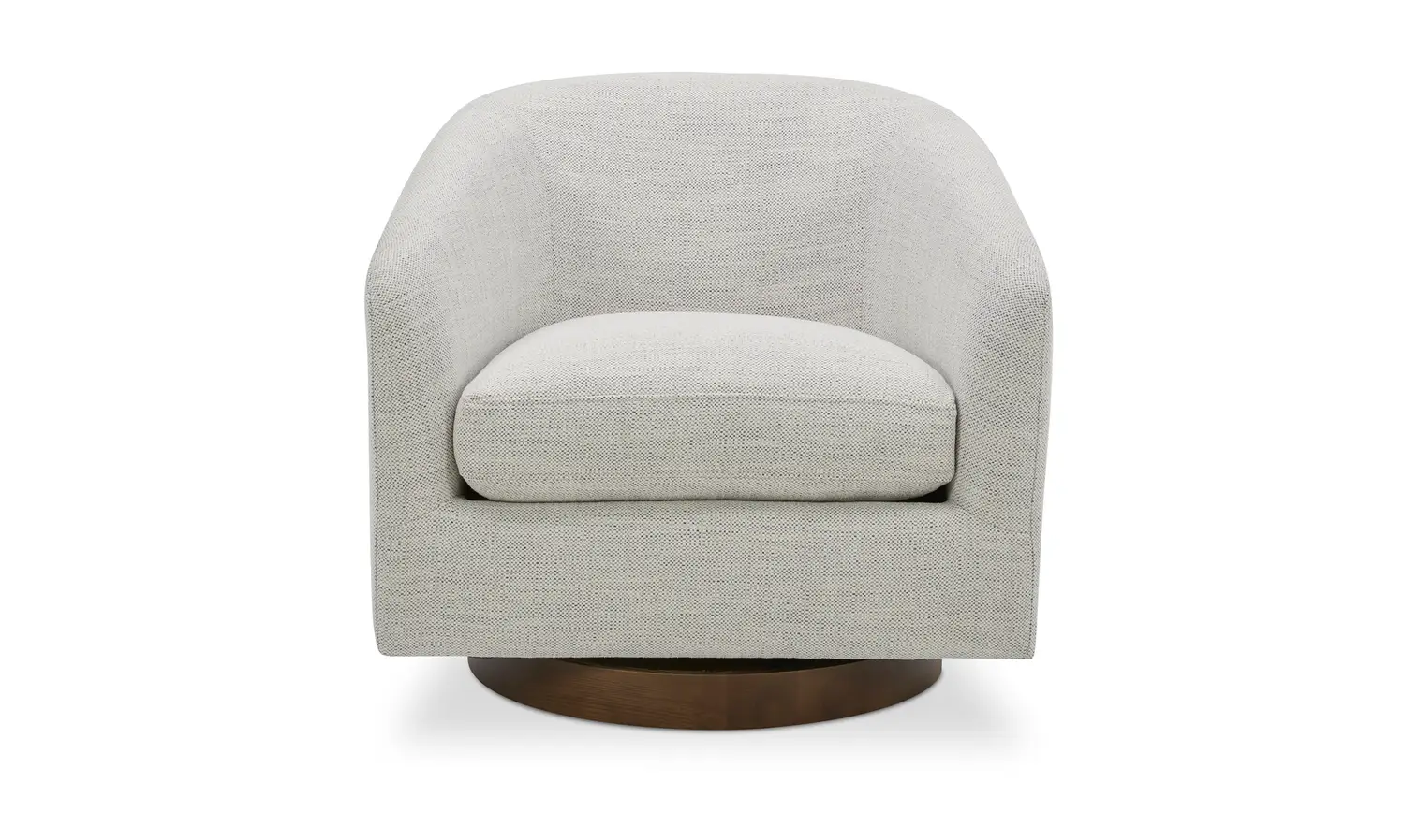 White Specked Fabric Wood Base Swivel Chair