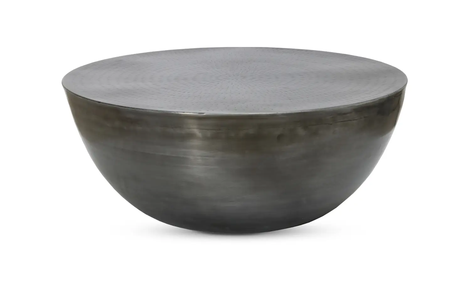 Zinc Nickel Dented Round Drum Style Coffee Table