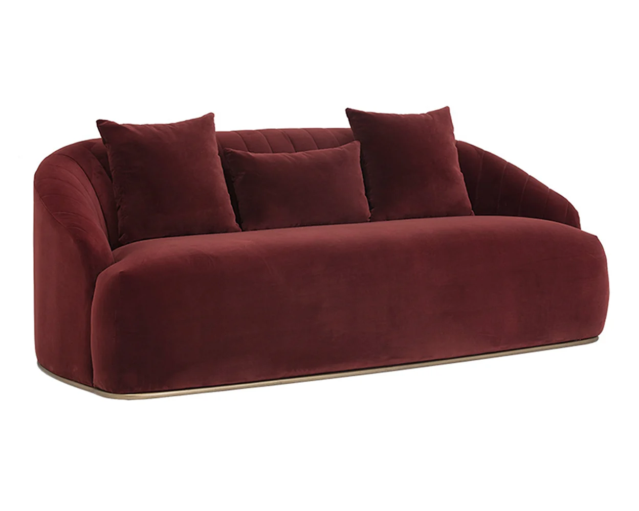 Merlot Velvet Curved Channel Tufted Sofa