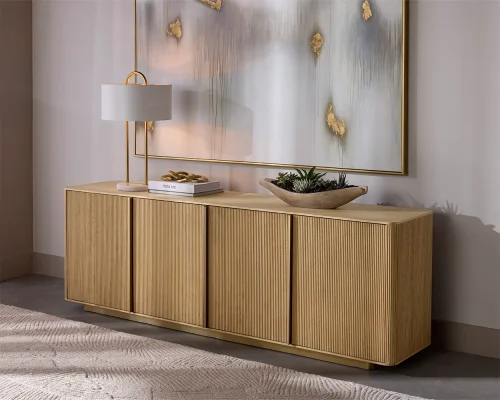 Rustic Oak Textured Sideboard Cabinet