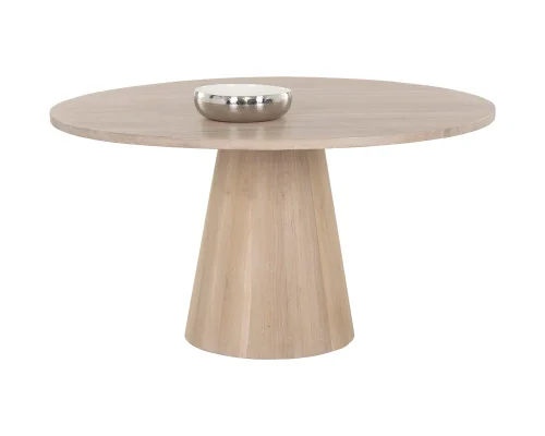 Oak Light Wash Round 54" Dining Table