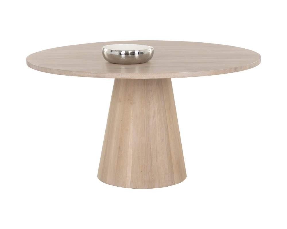 Oak Light Wash Round 54" Dining Table
