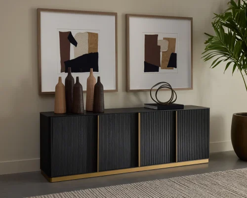Charcoal Oak Textured Sideboard Cabinet