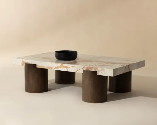 Rectangle Italian Marble Solid Mango Legs Coffee Table