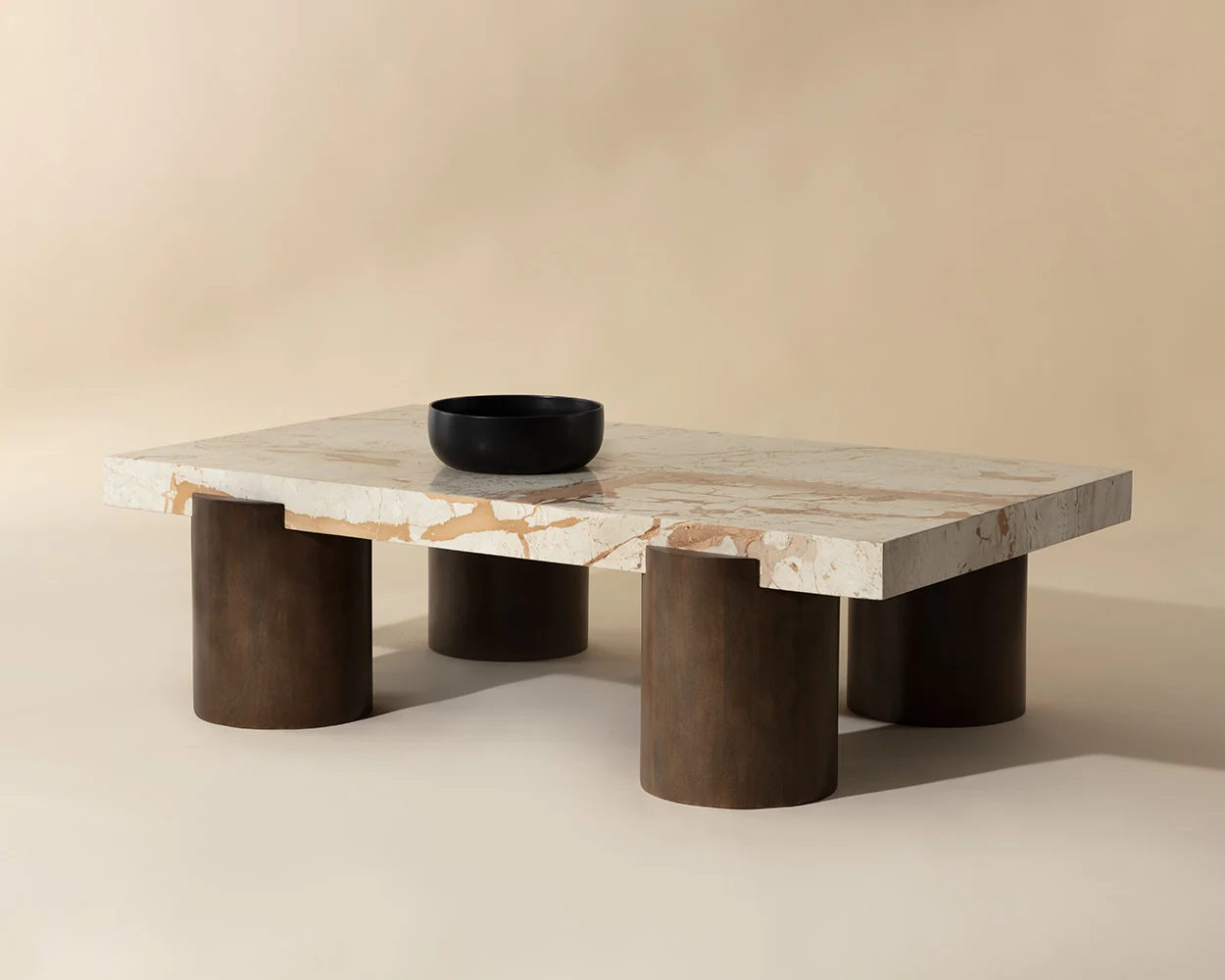 Rectangle Italian Marble Solid Mango Legs Coffee Table